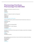 Pharmacology Final Exam&comma; Pharmacology Final 2021&sol;2022