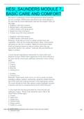 HESI&lowbar;SAUNDERS MODULE 7&lowbar; BASIC CARE AND COMFORT 