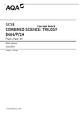 Aqa GCSE COMBINED SCIENCE: TRILOGY 8464/P/1H Physics Paper 1H Mark scheme June 2020 Version: 1.0 Final Mark Scheme/AQA GCSE COMBINED SCIENCE: TRILOGY Higher Tier Physics Paper 1H May 2020 QUESTION PAPER