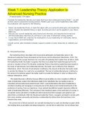 NR 504Week 1&colon; Leadership Theory&colon; Application to Advanced Nursing Practice
