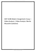 HIST 410N Week 2 Assignment Essay &ndash; Video Analysis Video Analysis Benito Mussolini &lpar;solution