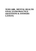 NUR 2488 Mental Health FINAL EXAM KEY CONCEPTS (QUESTIONS & ANSWERS LATEST)