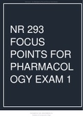 NR 293 FOCUS POINTS FOR PHARMACOLOGY EXAM 
