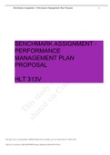 HLT-313v Week 5 Assignment (Benchmark): Performance Management Plan Proposal
