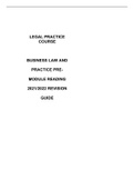 BUSINESS LAW AND PRACTICE PRE-MODULE READING 2021/2022 REVISION GUIDE