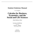 Student Solutions Manual for Calculus for Business Economics, and the Social and Life Sciences Tenth Edition (10th E)