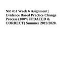 NR 451 WEEK 6 ASSIGNMENT EVIDENCE BASED PRACTICE CHANGE PROCESS 100% UPDATED| SUMMER 2019/2020