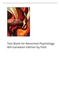 Test Bank for Abnormal Psychology 6th Canadian Edition by Flett