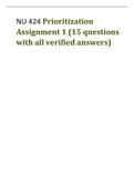 NU 424 Prioritization Assignment 1 &lpar;15 questions with all verified answers&rpar;