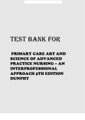 PRIMARY CARE ART AND SCIENCE OF ADVANCED PRACTICE NURSING – AN INTERPROFESSIONAL APPROACH 5TH EDITION DUNPHY COMPLETE TEST BANK