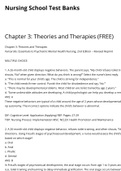 Essentials to Psychiatric Mental Health Nursing, Chapter 3: Theories and Therapies
