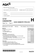 AQA 2019 GCSE CHEMISTRY Higher Tier Paper 2