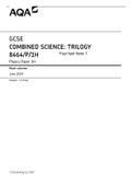 AQA GCSE COMBINED SCIENCE: TRILOGY 8464/P/1H Physics Paper 1H Mark scheme June 2019 Version: 1.0 Final Mark Scheme