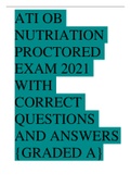 ATI OB NUTRIATION PROCTORED EXAM 2021 WITH CORRECT QUESTIONS AND ANSWERS {GRADED A}