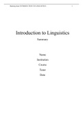  Introduction to Linguistics (summary)