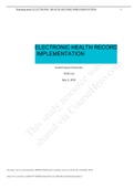 NUR 514 Topic 8 Assignment: Benchmark – Electronic Health Record Implementation Paper