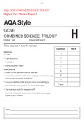 AQA GCSE COMBINED SCIENCE&colon; TRILOGY Higher Tier Physics Paper 1