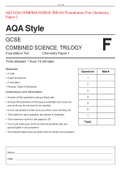 AQA GCSE COMBINED SCIENCE&colon; TRILOGY Foundation Tier Chemistry Paper 1