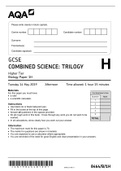 GCSE COMBINED SCIENCE: TRILOGY Higher Tier Biology Paper 1H