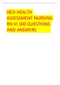 HESI HEALTH ASSESSMENT NURSING RN VI 100 QUESTIONS AND ANSWER