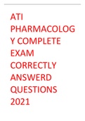 ATI PHARMACOLOGY COMPLETE EXAM CORRECTLY ANSWERD QUESTIONS