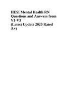 HESI Mental Health RN Questions And Answers From V1-V3 Test Banks And Actual Exams Rated A+