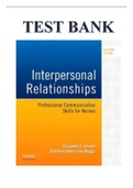 TEST BANK FOR INTERPERSONAL RELATIONSHIPS (PROFESSIONAL COMMUNICATION SKILLS FOR NURSES) 7TH EDITION BY ELIZABETH C. ARNOLD; KATHLEEN UNDERMAN BOGGS