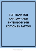 TEST BANK FOR ANATOMY AND PHYSIOLOGY 9TH EDITION BY PATTON ALL CHAPTERS