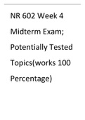 NR 602 Week 4 Midterm Exam Potentially Tested Topics&lpar;works 100 Percentage&rpar;