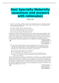 Hesi Specialty Maternity &lpar;questions and answers with rationales&rpar;