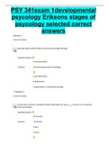 PSY 341exam 1developmental psycology Eriksons stages of psycology selected correct answers