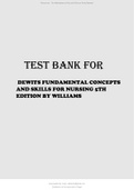 Test Bank  for deWit’s Fundamental Concepts and Skills for Nursing, 5th Edition by Williams