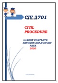 CIV3701 CIVIL PROCEDURE 2020 EXAM PACK All Complete Solutions