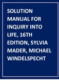 Solution Manual for Inquiry into Life, 16th Edition, Sylvia Mader, Michael Latest Update 