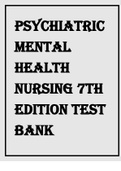 Test Bank Psychiatric Mental Health Nursing 7th Edition By Norman Keltner Latest Update