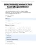 South University NSG 6430 Final Exam Q&A guarantee A&plus;