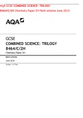 AQA GCSE COMBINED SCIENCE&colon; TRILOGY 8464&sol;C&sol;2H Chemistry Paper 2H Mark scheme June 2019