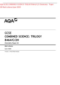 AQA GCSE COMBINED SCIENCE: TRILOGY8464/C/2 Chemistry Paper 2H Mark scheme June 2020