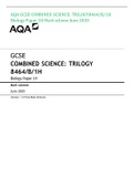 AQA GCSE COMBINED SCIENCE: TRILOGY8464/B/1H Biology Paper 1H Mark scheme June 2020