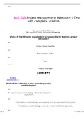 BUS 305 Project Management Milestone 1 Test with complete solution&lpar;You passed this Milestone 20 questions were answered correctly&rpar;