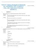 HUS121 Helping Strategies & Relatnshp ALL ANSWERS 100% CORRECT FALL-2021/2022 SOLUTION AID GRADE A+