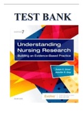 TEST BANK FOR UNDERSTANDING NURSING RESEARCH - 7TH EDITION BY SUSAN K GROVE & JENNIFER R GRAY