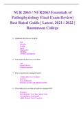 NUR 2063 / NUR2063 Essentials of Pathophysiology Final Exam Review| Best Rated Guide | Latest, 2021 / 2022 | Rasmussen College