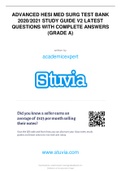 ADVANCED HESI MED SURG TEST BANK 20202021 STUDY GUIDE V2 LATEST QUESTIONS WITH COMPLETE ANSWERS (GRADE A).