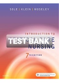 Exam (elaborations) TEST BANK FOR Introduction To Critical Care Nursing 7th Edition By Sole, Klein And Moseley 