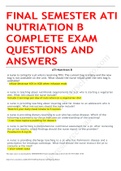 FINAL SEMESTER ATI NUTRIATION B COMPLETE EXAM QUESTIONS AND ANSWERS