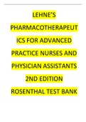 LEHNE’S PHARMACOTHERAPEUT ICS FOR ADVANCED PRACTICE NURSES AND PHYSICIAN ASSISTANTS 2ND EDITION ROSENTHAL TEST BANK