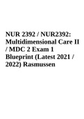 NUR 2392 / NUR2392: Multidimensional Care II / MDC 2 Exam 1 Blueprint (Latest 2021 / 2022) Rasmussen
