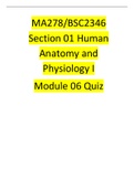 MA278/BSC2346 Section 01 Human Anatomy and Physiology I Module 06 Quiz