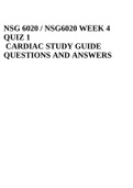 NSG 6020 / NSG6020 WEEK 4 QUIZ 1 CARDIAC STUDY GUIDE QUESTIONS AND ANSWERS